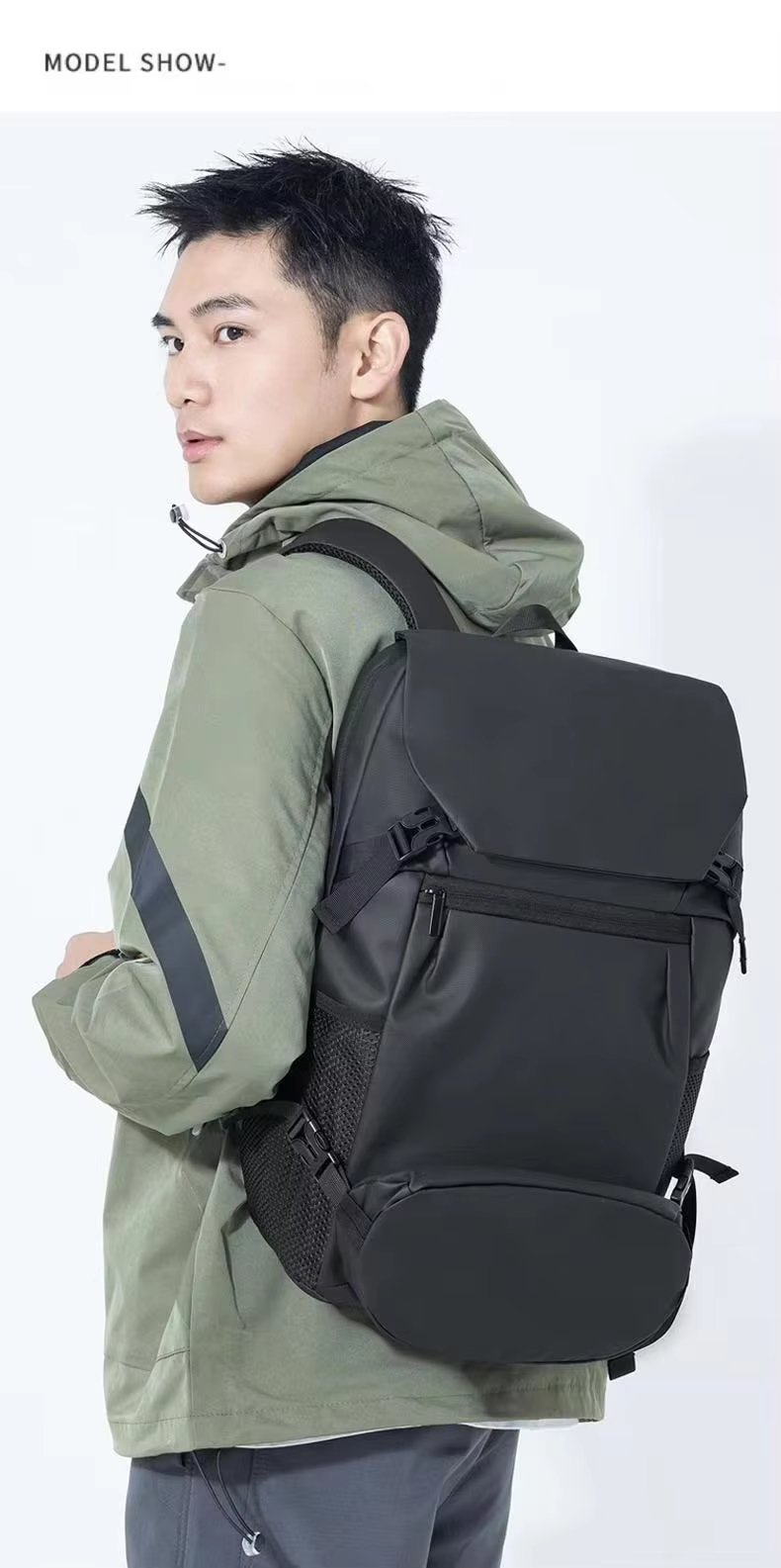 Water-Resistant Large Capacity Travel School PU Leather Sling Backpack product detail
