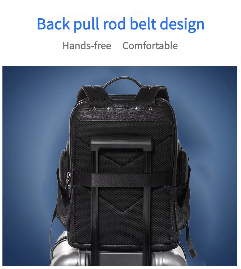 Large Capacity Vintage Business Travel Leather Laptop Backpack product detail