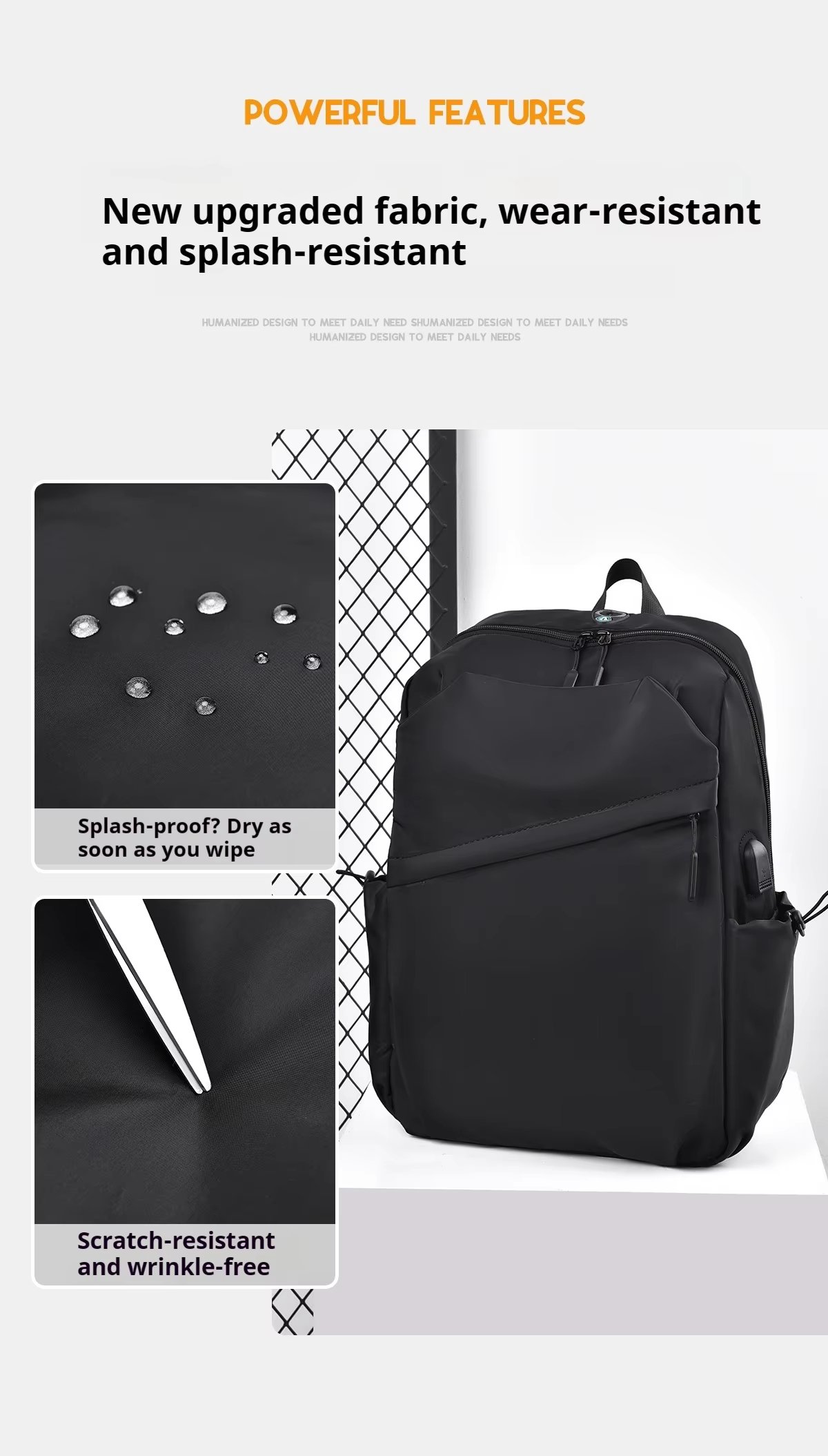 Anti-Theft Water-Resistant Large Capacity USB Business Oxford Laptop Backpack product detail