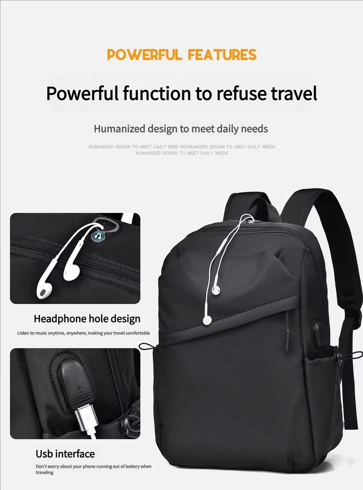 Anti-Theft Water-Resistant Large Capacity USB Business Oxford Laptop Backpack product detail
