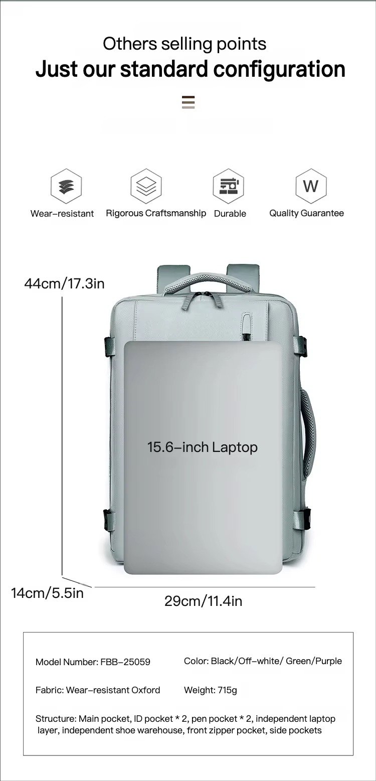 High Quality Anti-Theft Large Capacity Carry-On Laptop Backpack with Shoes Compartment For Business Travel University Students detail image