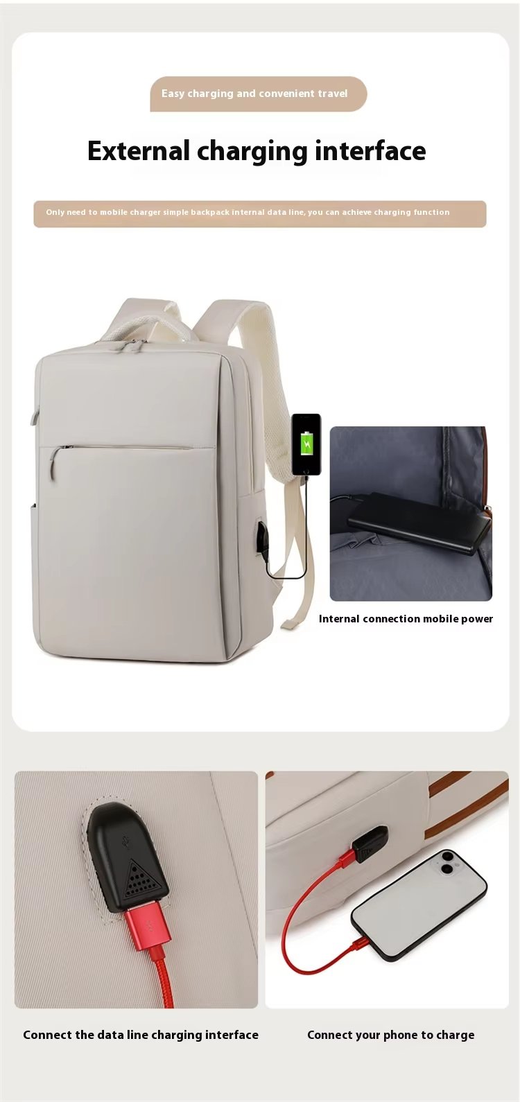 Large Capacity USB Business Travel School Oxford Laptop Backpack product detail