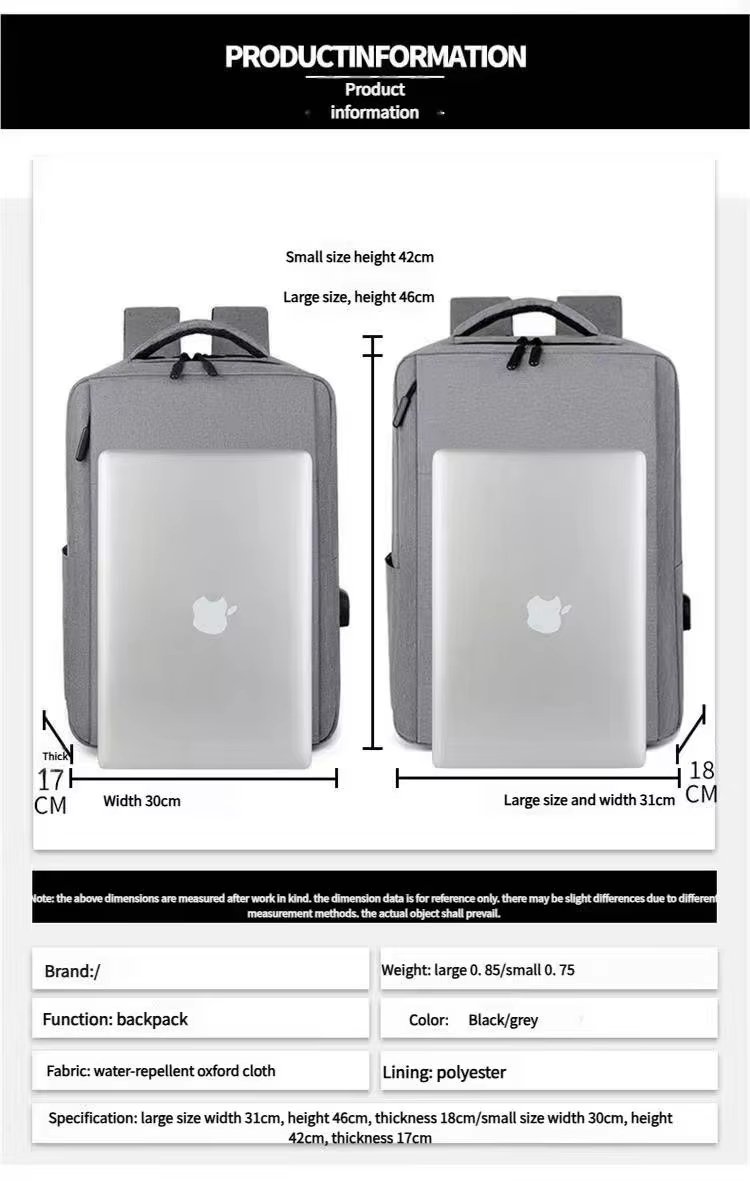 Large Capacity USB Business Travel School Oxford Laptop Backpack product detail