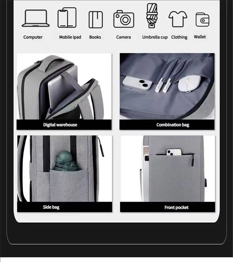 Large Capacity USB Business Travel School Oxford Laptop Backpack product detail