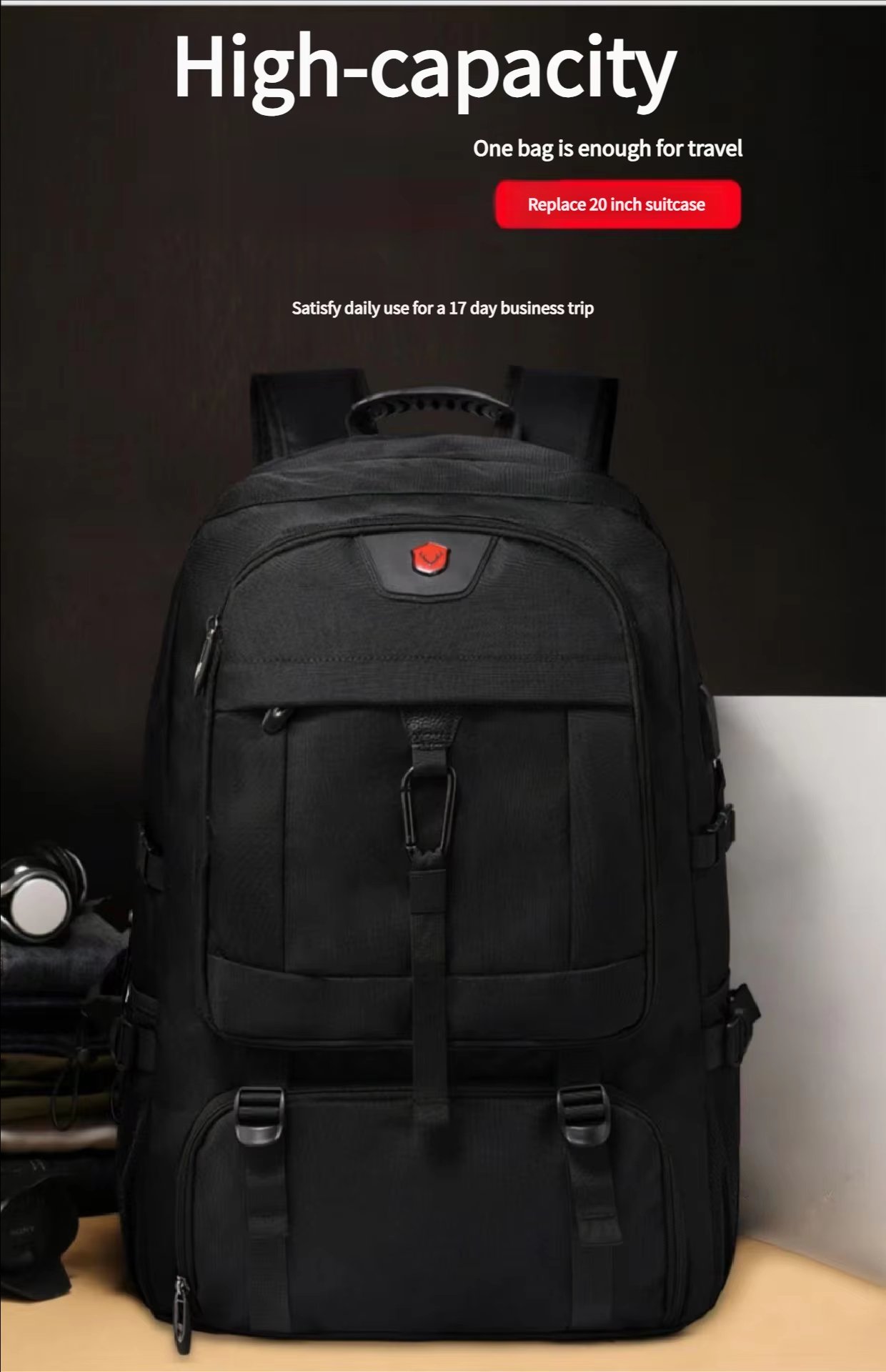 Water-Resistant Large Capacity Expandable Outdoor Business Oxford Backpack product detail