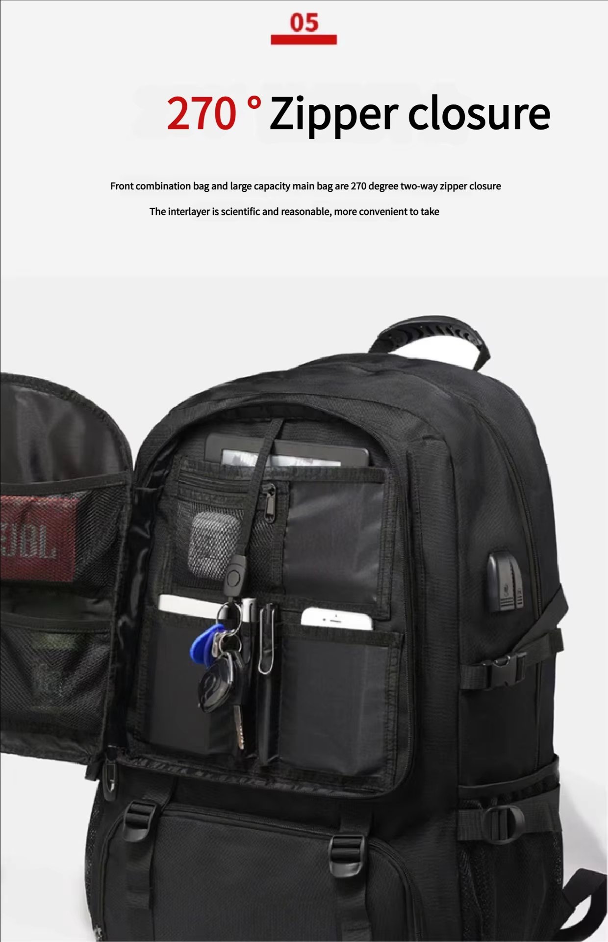 Water-Resistant Large Capacity Expandable Outdoor Business Oxford Backpack product detail