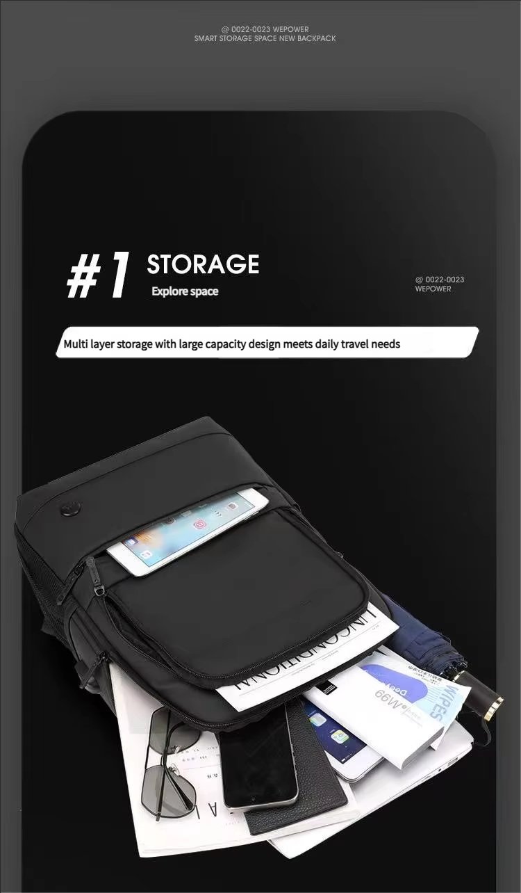 Expandable USB Business Travel Nylon Laptop Backpack product detail