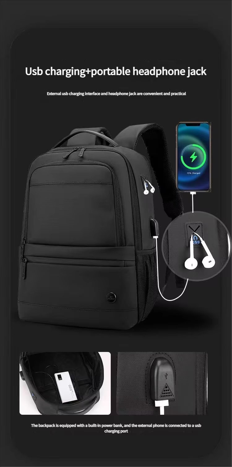 Expandable USB Business Travel Nylon Laptop Backpack product detail