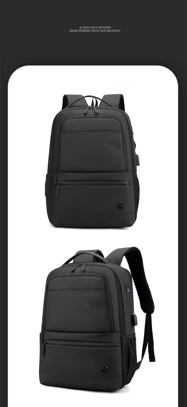 Expandable USB Business Travel Nylon Laptop Backpack product detail