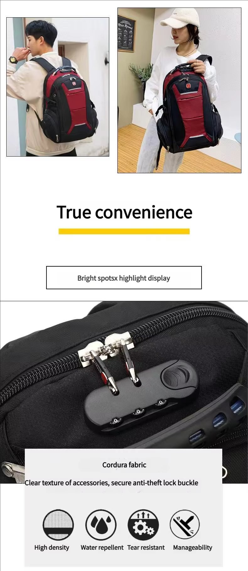 Anti-Theft Water-Resistant Large Capacity Lightweight Modern Oxford Laptop Backpack product detail