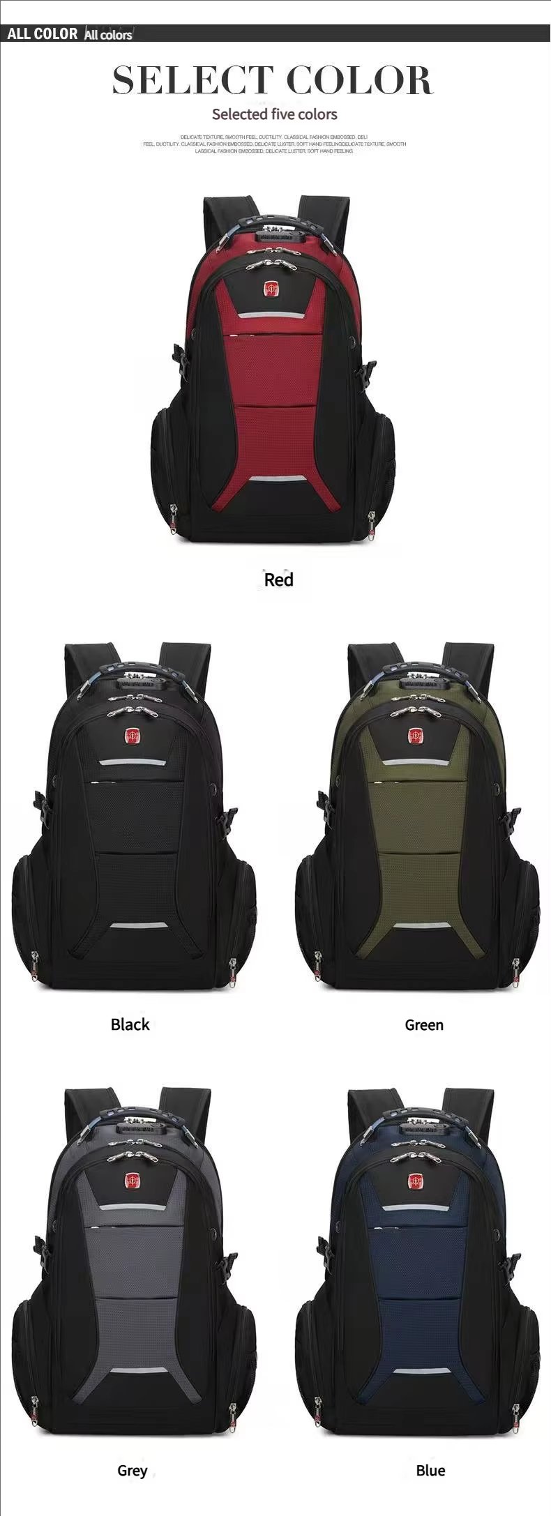 Anti-Theft Water-Resistant Large Capacity Lightweight Modern Oxford Laptop Backpack product detail