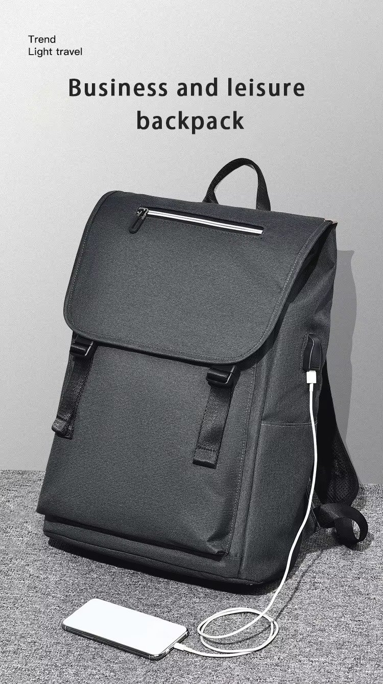 Style Casual Business Flap Laptop Backpack Large Capacity College Student School Travel Computer Backpacks with USB detail image
