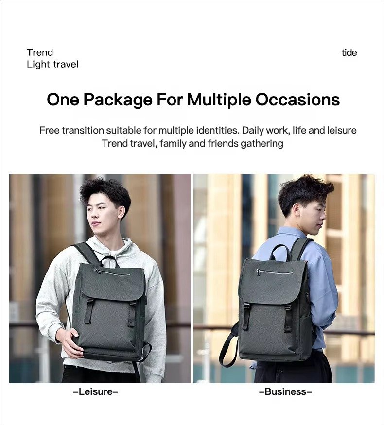 Style Casual Business Flap Laptop Backpack Large Capacity College Student School Travel Computer Backpacks with USB detail image
