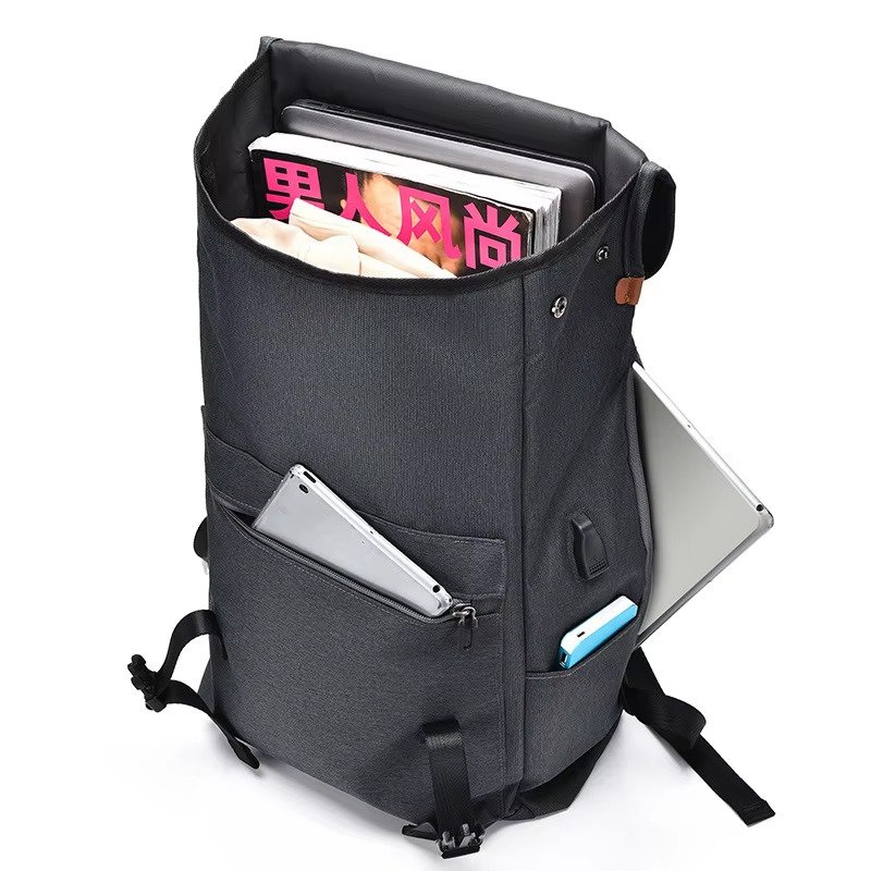 Style Casual Business Flap Laptop Backpack Large Capacity College Student School Travel Computer Backpacks with USB detail image