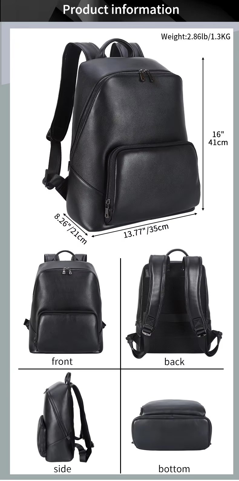 Vintage Business Travel Leather Laptop Backpack product detail