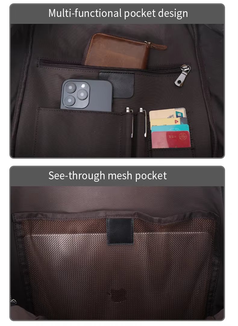 Vintage Business Travel Leather Laptop Backpack product detail