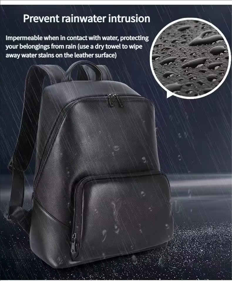 Vintage Business Travel Leather Laptop Backpack product detail