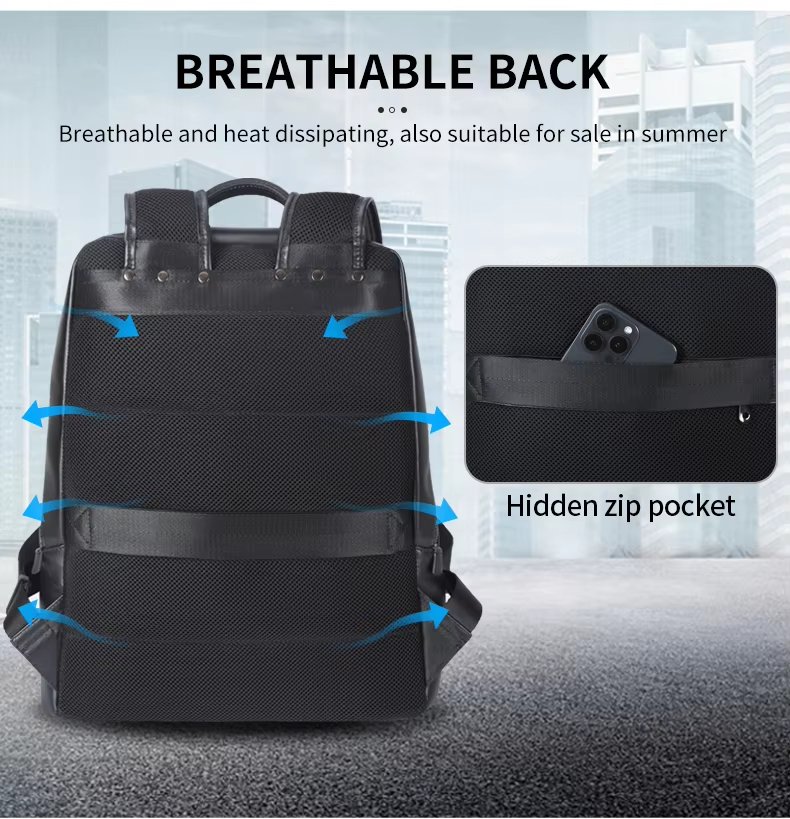 Vintage Business Travel Leather Laptop Backpack product detail
