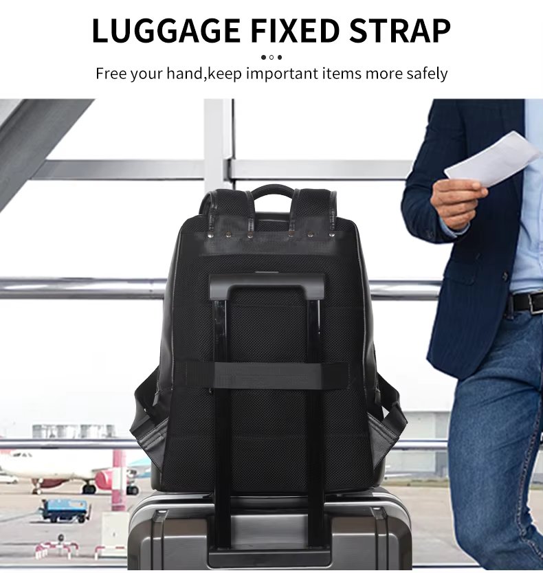 Vintage Business Travel Leather Laptop Backpack product detail