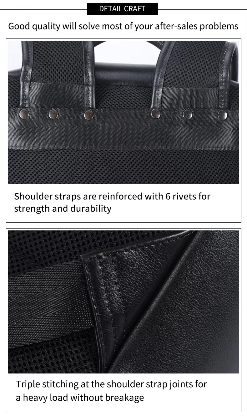 Vintage Business Travel Leather Laptop Backpack product detail