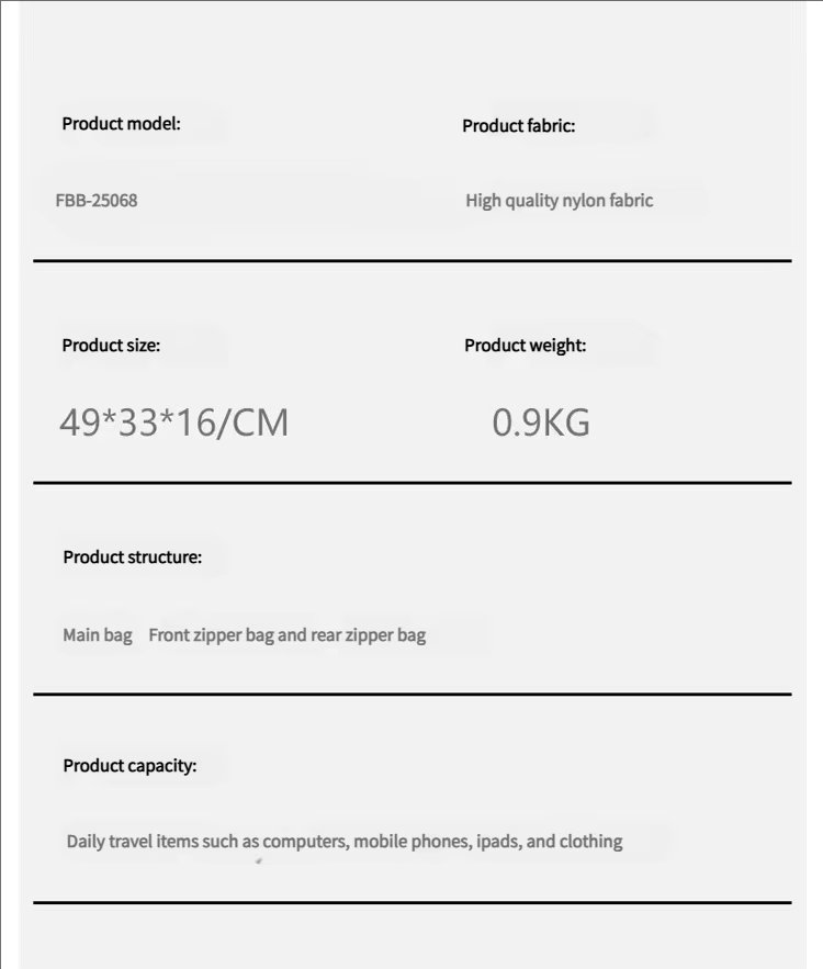 Anti-Theft Water-Resistant Large Capacity Business Travel Nylon Laptop Backpack product detail