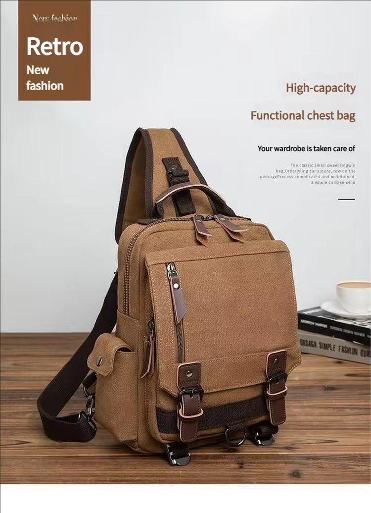 Anti-Theft Vintage Modern Outdoor Canvas Sling Backpack product detail