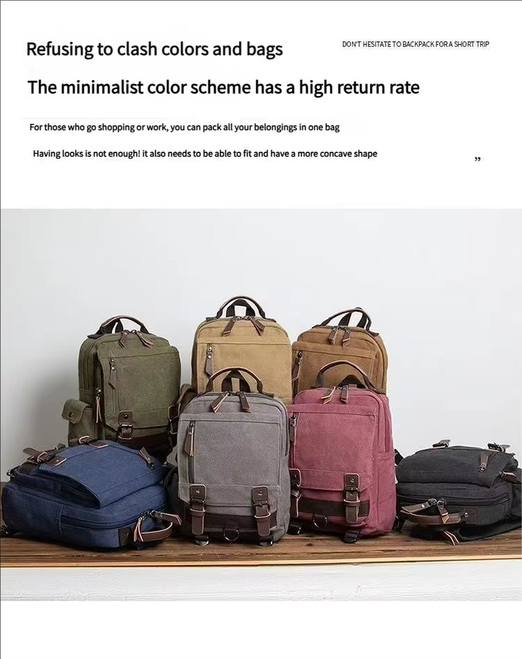Anti-Theft Vintage Modern Outdoor Canvas Sling Backpack product detail