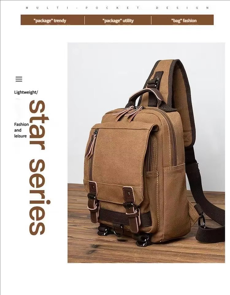 Anti-Theft Vintage Modern Outdoor Canvas Sling Backpack product detail