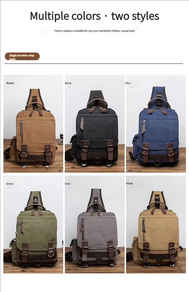 Anti-Theft Vintage Modern Outdoor Canvas Sling Backpack product detail