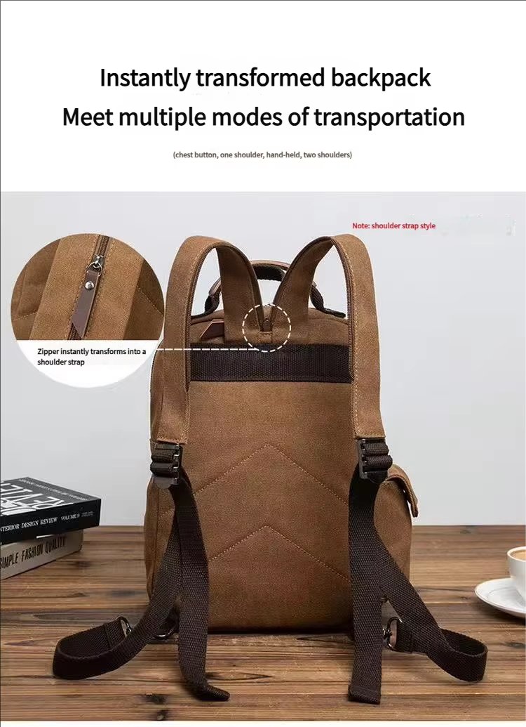 Anti-Theft Vintage Modern Outdoor Canvas Sling Backpack product detail