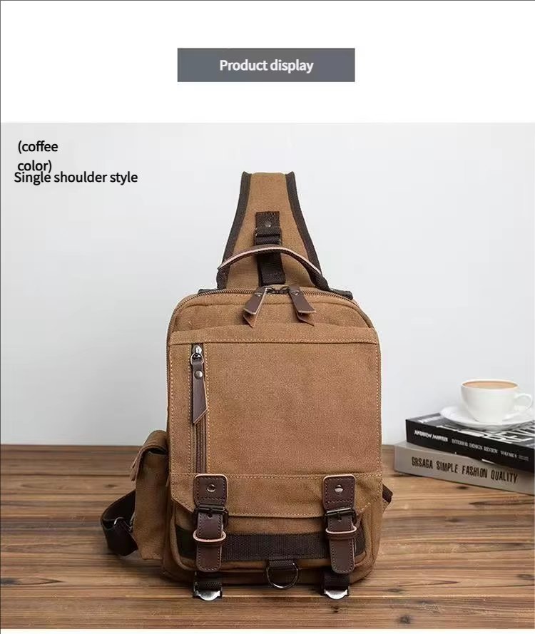 Anti-Theft Vintage Modern Outdoor Canvas Sling Backpack product detail