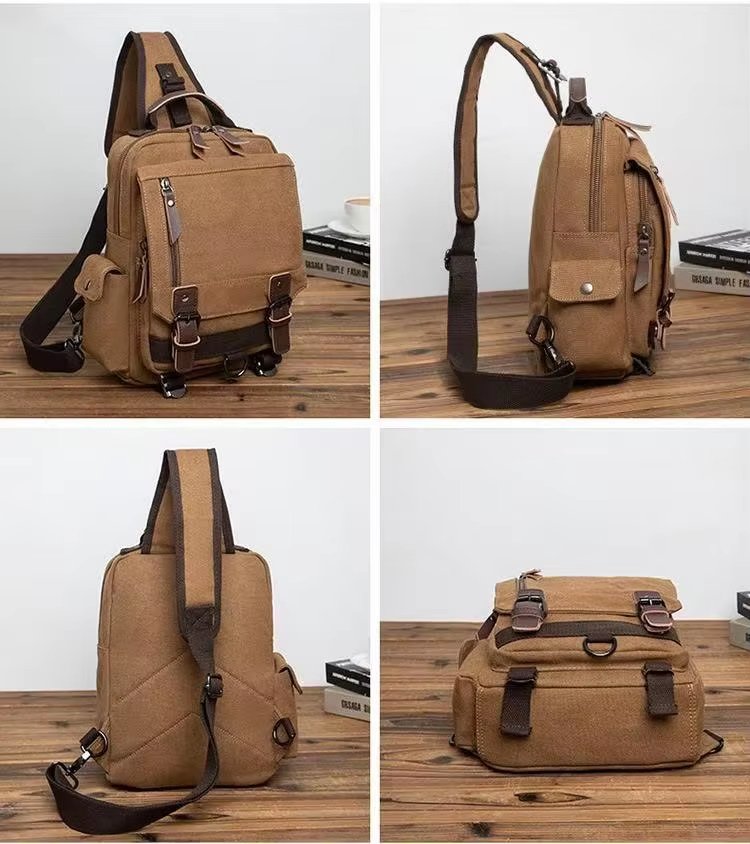 Anti-Theft Vintage Modern Outdoor Canvas Sling Backpack product detail
