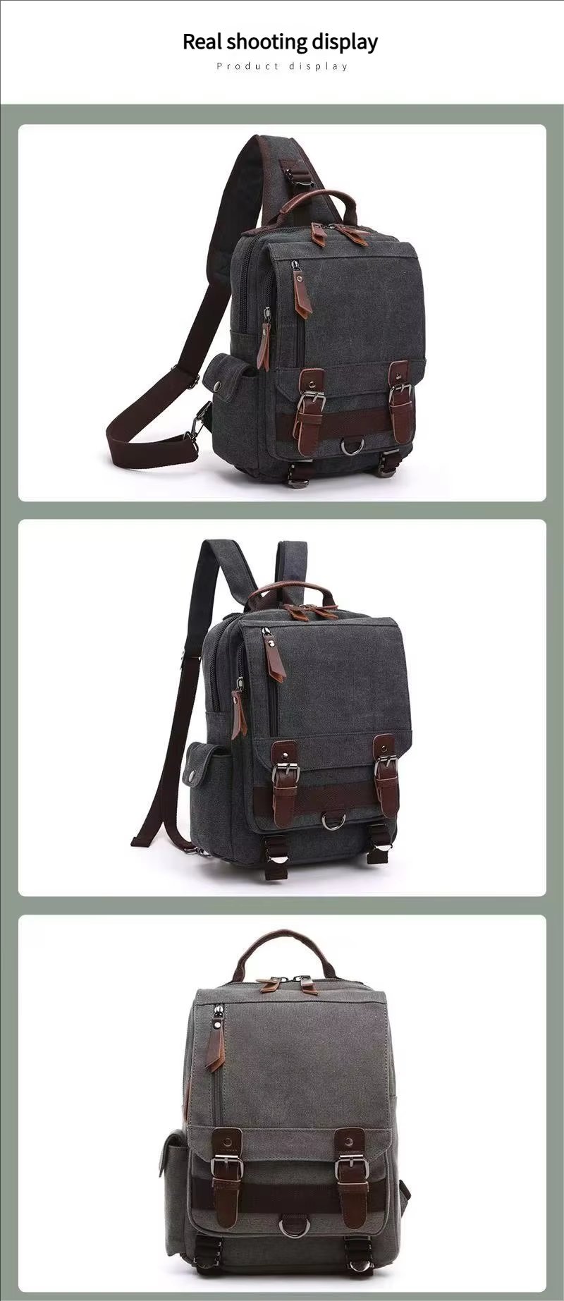 Anti-Theft Vintage Modern Outdoor Canvas Sling Backpack product detail