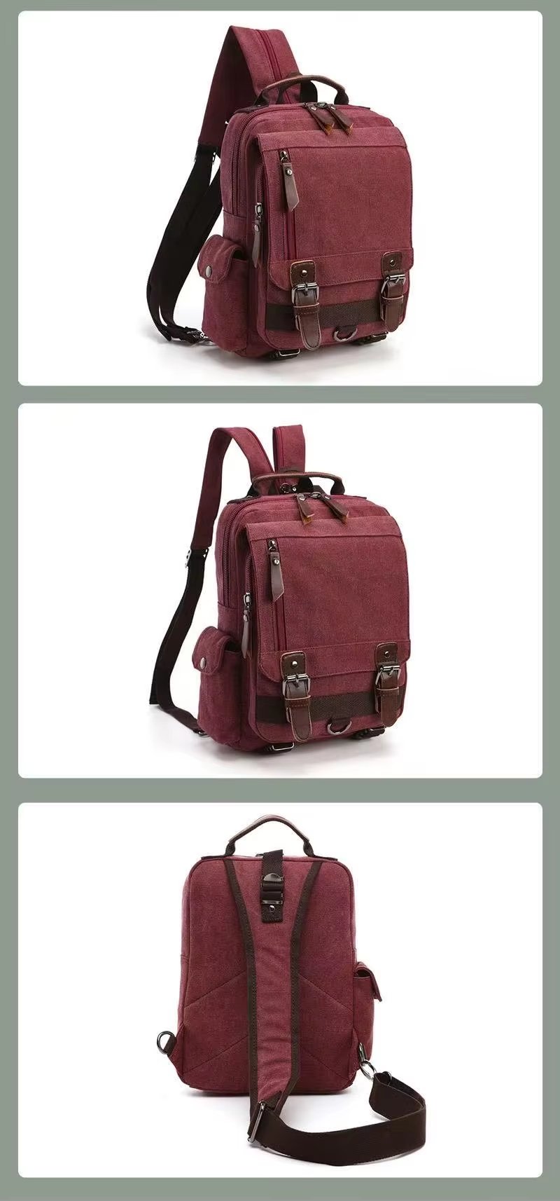 Anti-Theft Vintage Modern Outdoor Canvas Sling Backpack product detail