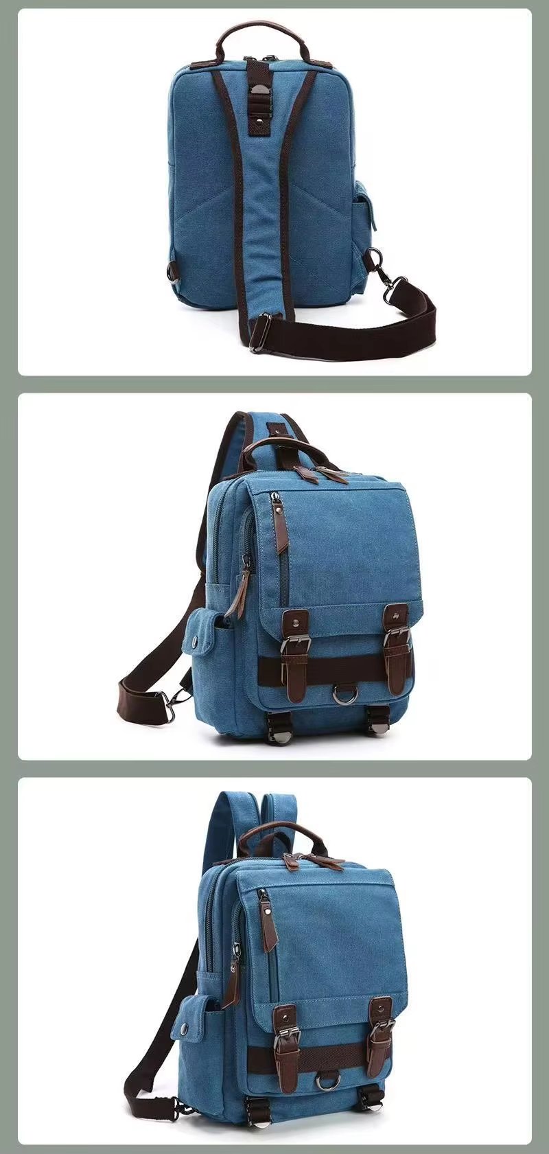 Anti-Theft Vintage Modern Outdoor Canvas Sling Backpack product detail