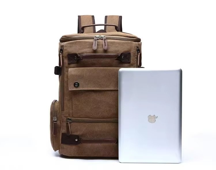 Large Capacity Vintage Outdoor Travel School Canvas Laptop Backpack product detail