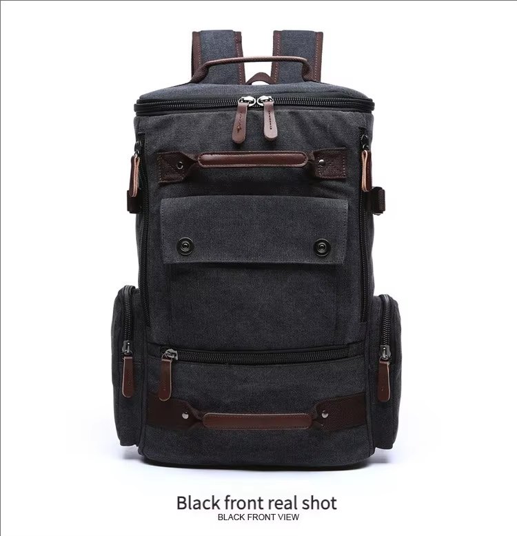 Large Capacity Vintage Outdoor Travel School Canvas Laptop Backpack product detail