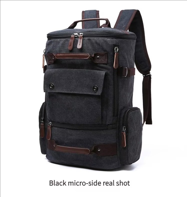 Large Capacity Vintage Outdoor Travel School Canvas Laptop Backpack product detail