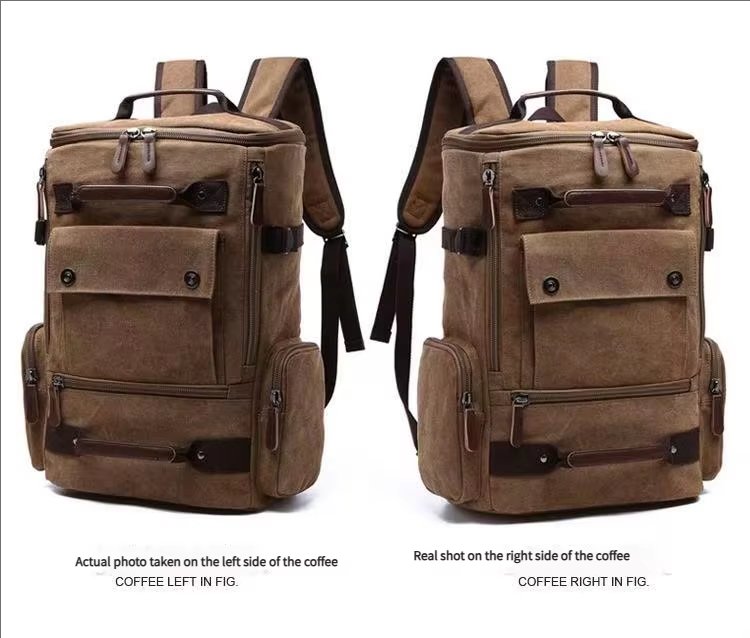 Large Capacity Vintage Outdoor Travel School Canvas Laptop Backpack product detail