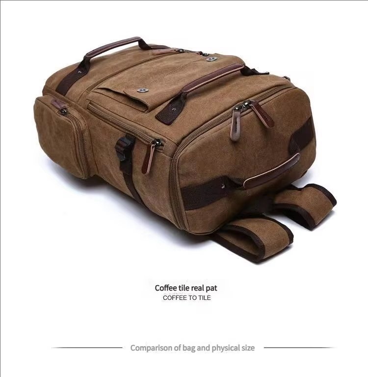 Large Capacity Vintage Outdoor Travel School Canvas Laptop Backpack product detail