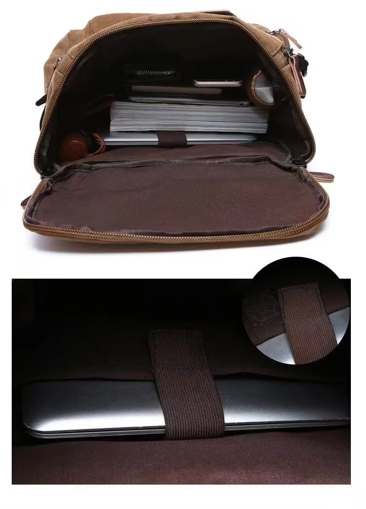 Large Capacity Vintage Outdoor Travel School Canvas Laptop Backpack product detail