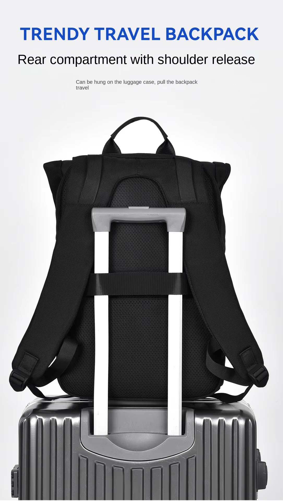 Water-Resistant Outdoor Business Travel School Nylon Roll Top Backpack product detail