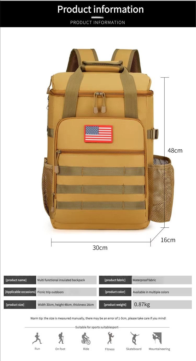 Custom Large Capacity Reusable Insulation Lunch Cooler Backpack Portable Insulated Beer Cans Bag for Picnic Camping Beach - product detail