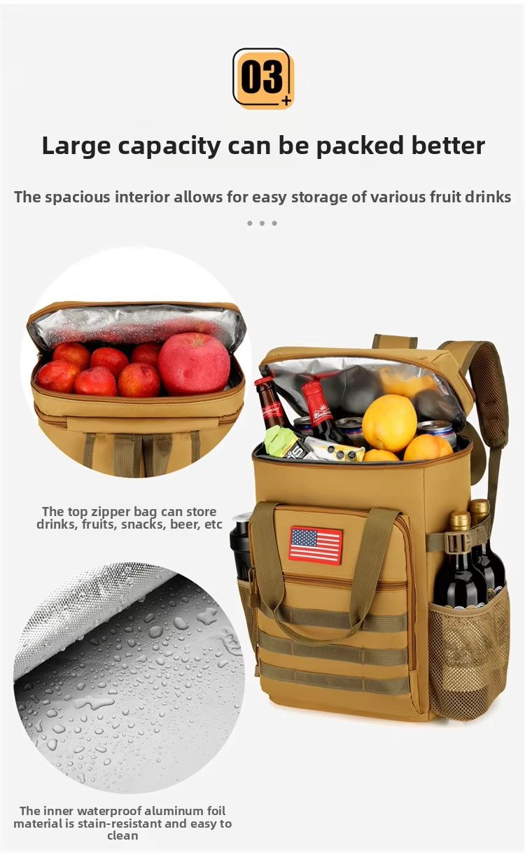 Custom Large Capacity Reusable Insulation Lunch Cooler Backpack Portable Insulated Beer Cans Bag for Picnic Camping Beach - product detail
