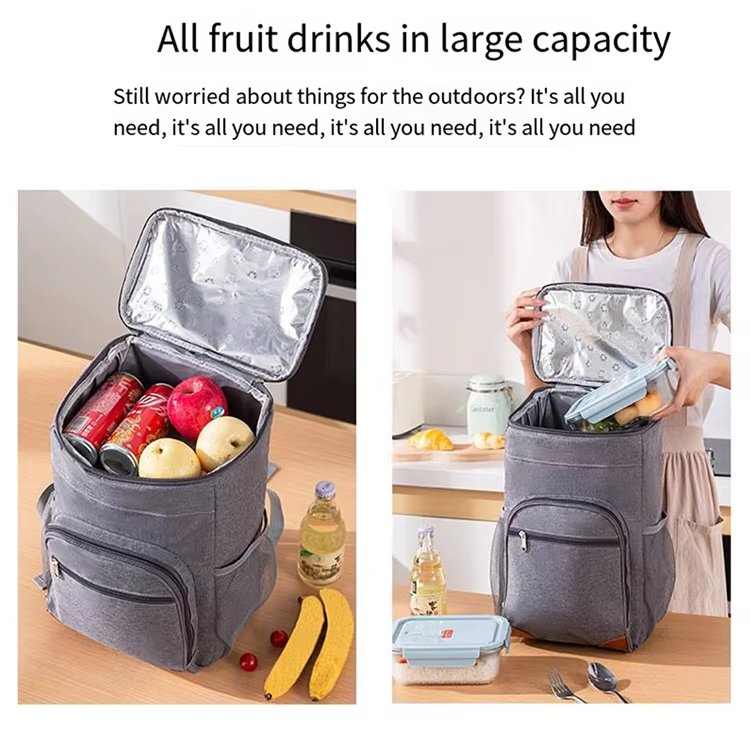 Custom Large Capacity Double-Layer Foil Insulation Shoulder Crossbody Cooler Bag Waterproof Outdoor Camping Picnic Lunch Bag - product detail