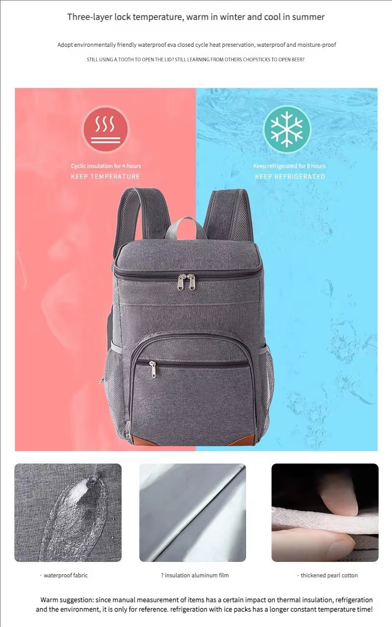 Custom Large Capacity Double-Layer Foil Insulation Shoulder Crossbody Cooler Bag Waterproof Outdoor Camping Picnic Lunch Bag - product detail
