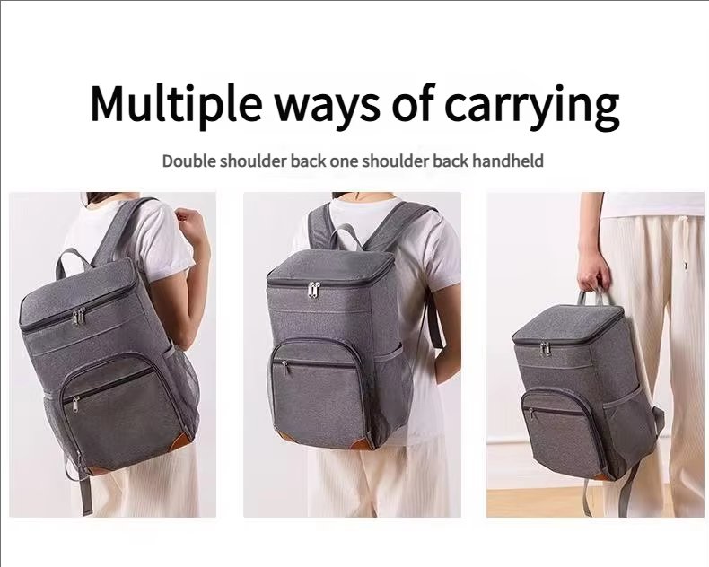 Custom Large Capacity Double-Layer Foil Insulation Shoulder Crossbody Cooler Bag Waterproof Outdoor Camping Picnic Lunch Bag - product detail