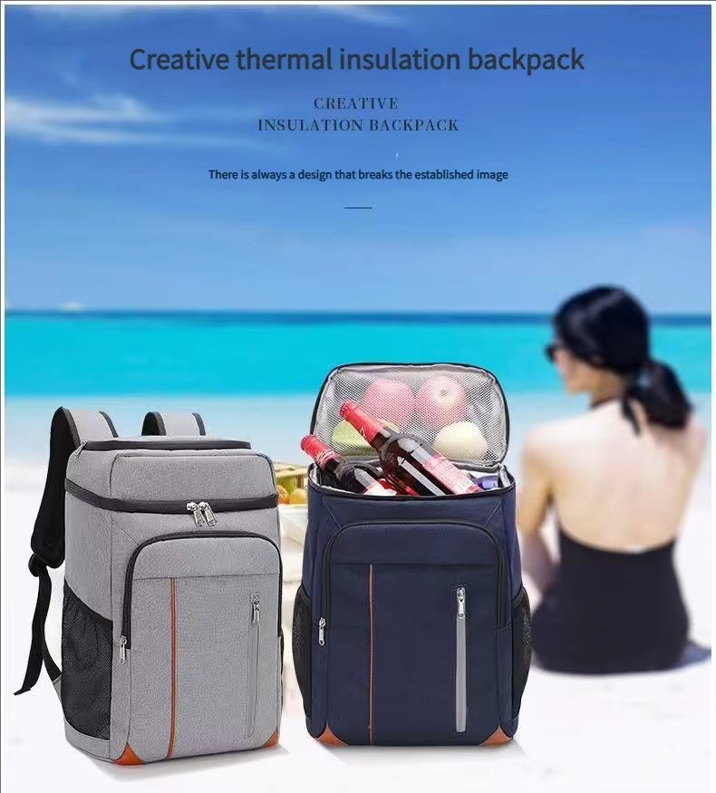 Custom Double Layer Insulated Thermal Tote Cooler Box Large Capacity Lunch Bag Shoulder Strap for Office Travel - product detail