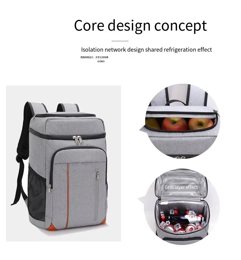 Custom Double Layer Insulated Thermal Tote Cooler Box Large Capacity Lunch Bag Shoulder Strap for Office Travel - product detail