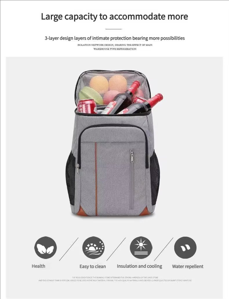 Custom Double Layer Insulated Thermal Tote Cooler Box Large Capacity Lunch Bag Shoulder Strap for Office Travel - product detail